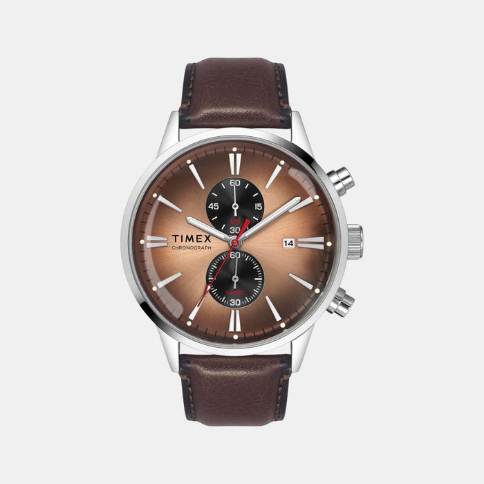 Trendline Men Quartz Brown Dial Multi-Function Leather Watch TWEG19930