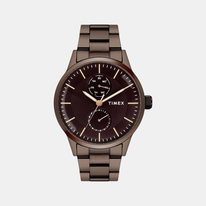 Trendline Men Quartz Brown Dial Multi-Function Stainless Steel Watch TWEG19941