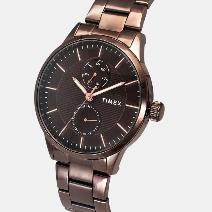 Trendline Men Quartz Brown Dial Multi-Function Stainless Steel Watch TWEG19941