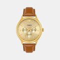 Trendline Men Quartz Champagne Dial Multi-Function Leather Watch TWEG18439