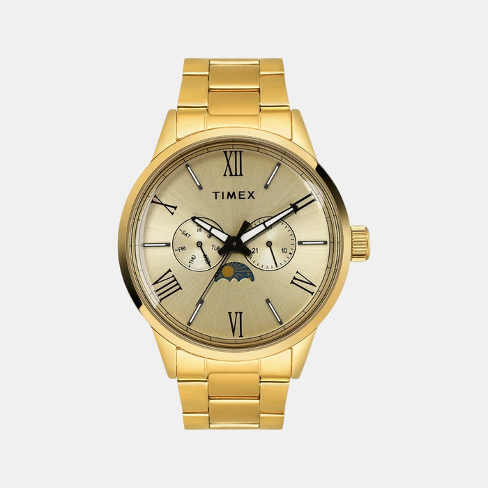 Trendline Men Quartz Champagne Dial Multi-Function Stainless Steel Watch TWEG19945