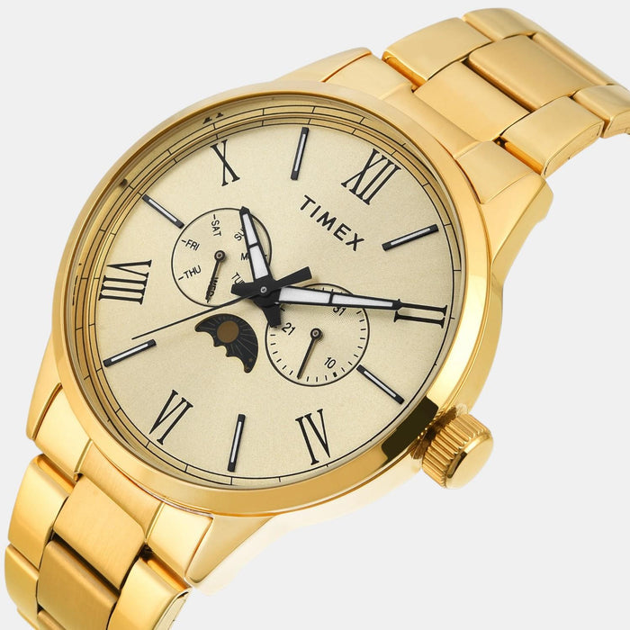 Trendline Men Quartz Champagne Dial Multi-Function Stainless Steel Watch TWEG19945