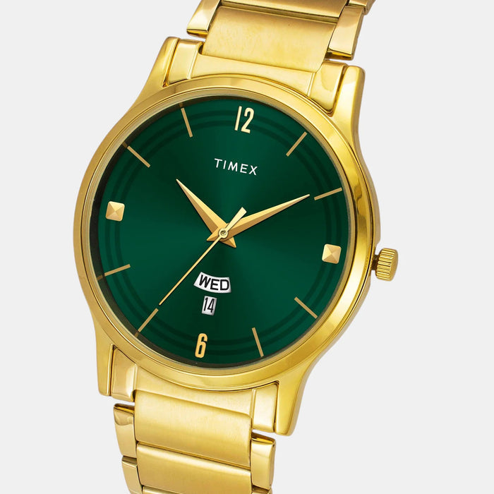 Trendline Men Quartz Green Dial Analog Stainless Steel Watch TW000R462