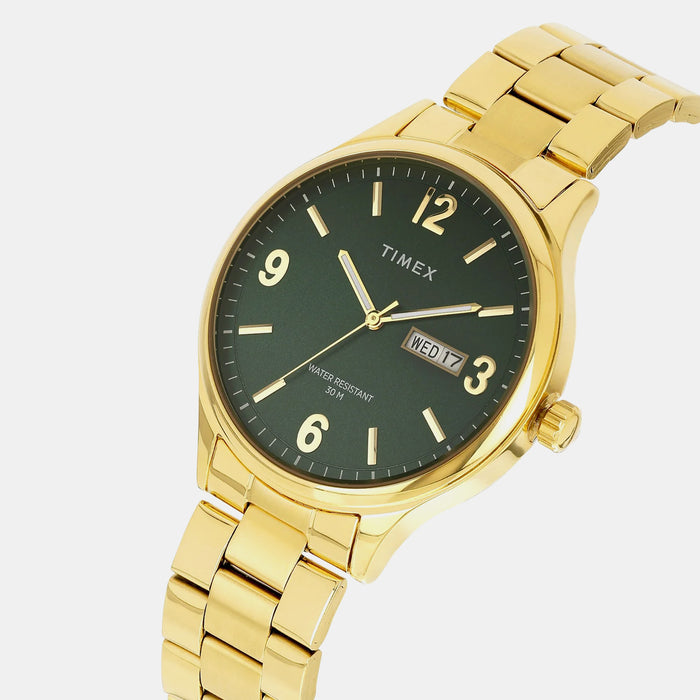 Trendline Men Quartz Green Dial Analog Stainless Steel Watch TWEG18445