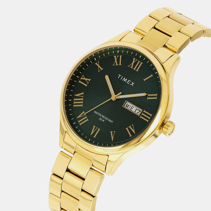 Trendline Men Quartz Green Dial Analog Stainless Steel Watch TWEG18446
