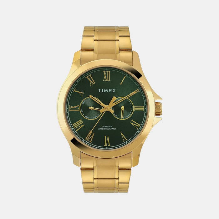 Trendline Men Quartz Green Dial Multi-Function Stainless Steel Watch TW000X142