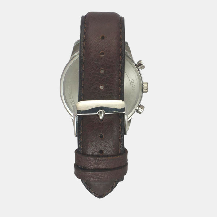 Trendline Men Quartz Grey Dial Multi-Function Leather Watch TWEG18514