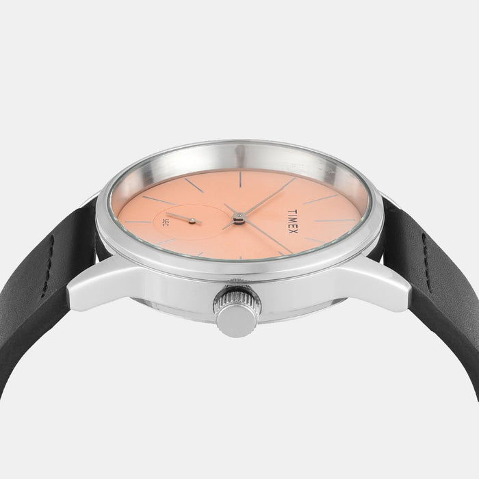 Trendline Men Quartz Peach Dial Analog Leather Watch TWEG25504