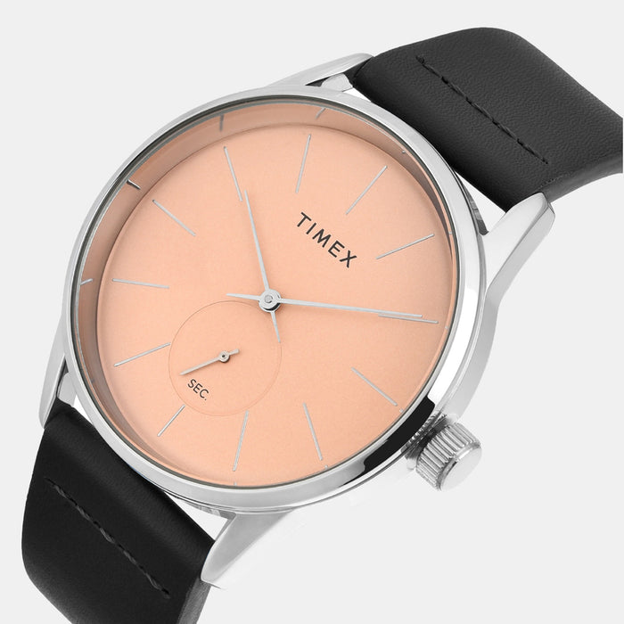 Trendline Men Quartz Peach Dial Analog Leather Watch TWEG25504