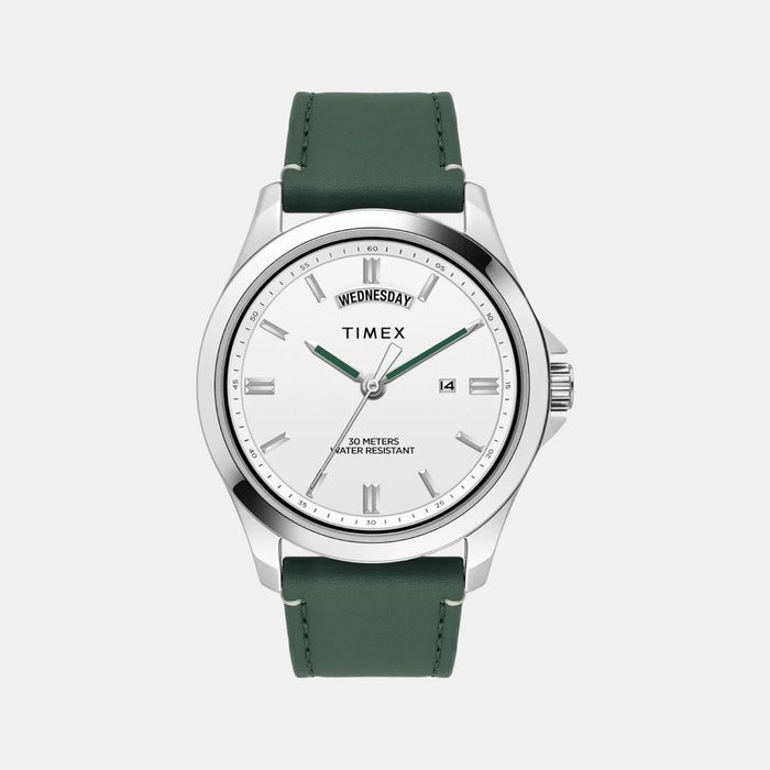Trendline Men Quartz White Dial Analog Leather Watch TW000X138