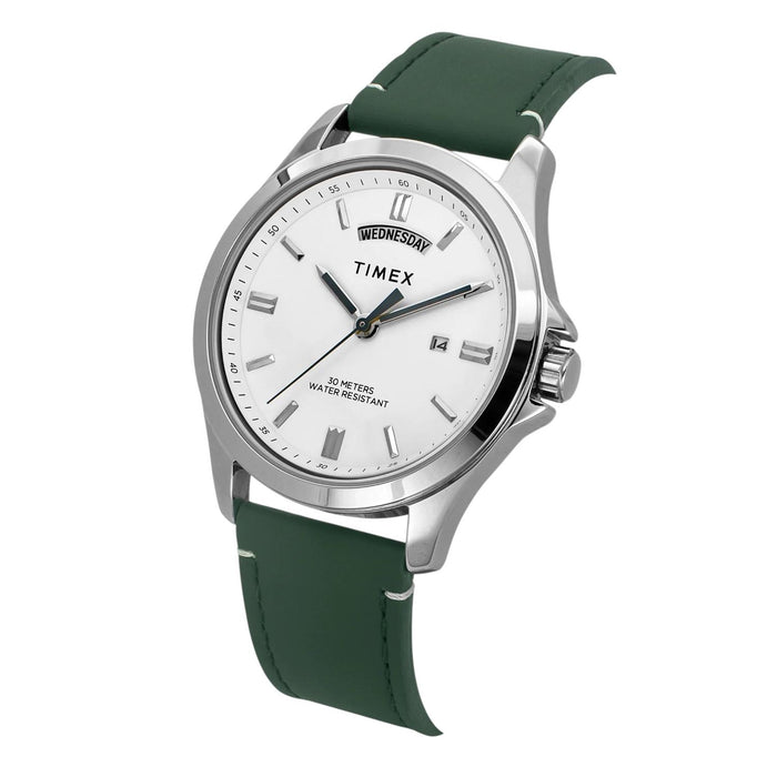 Trendline Men Quartz White Dial Analog Leather Watch TW000X138