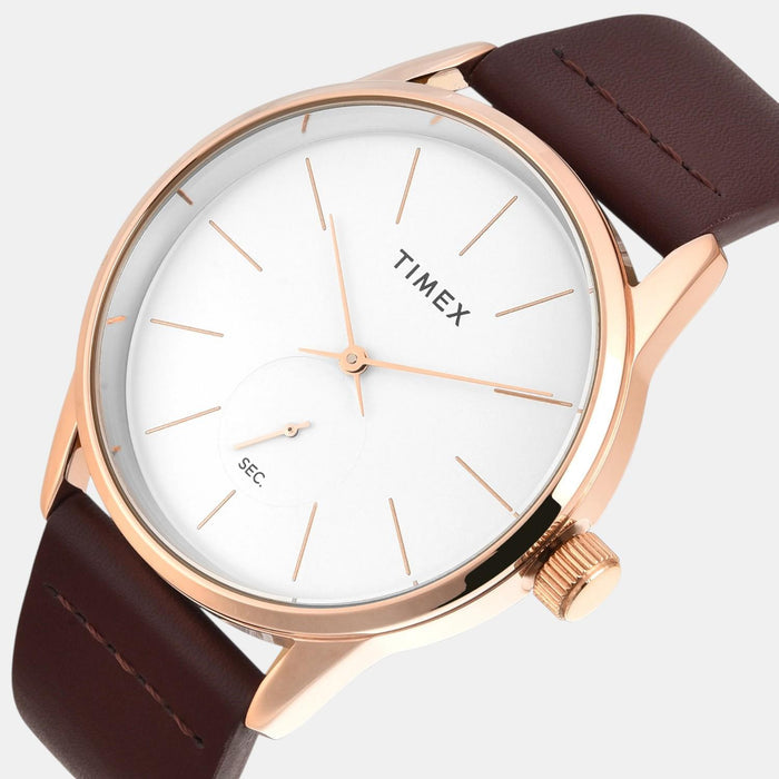 Trendline Men Quartz White Dial Analog Leather Watch TWEG25505