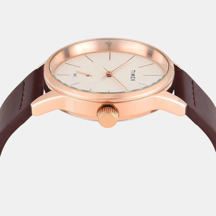 Trendline Men Quartz White Dial Analog Leather Watch TWEG25505