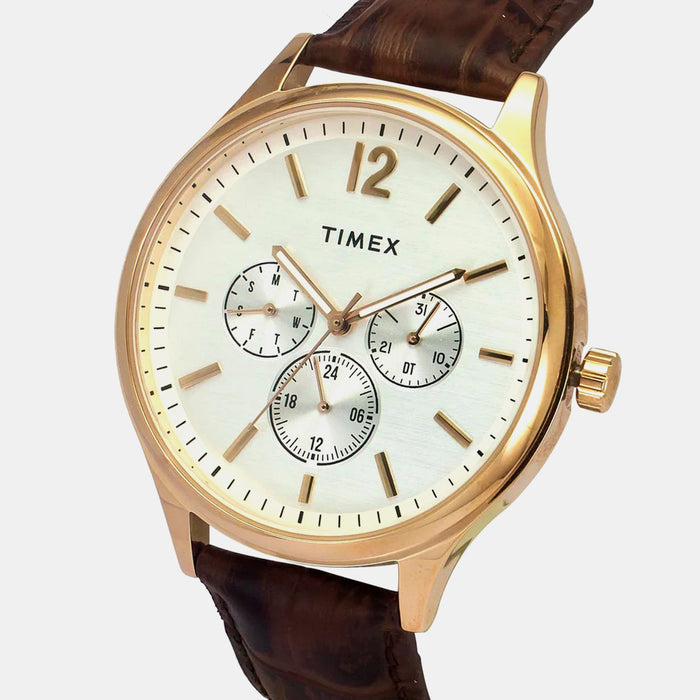 Trendline Men Quartz White Dial Multi-Function Leather Watch TWEG18433