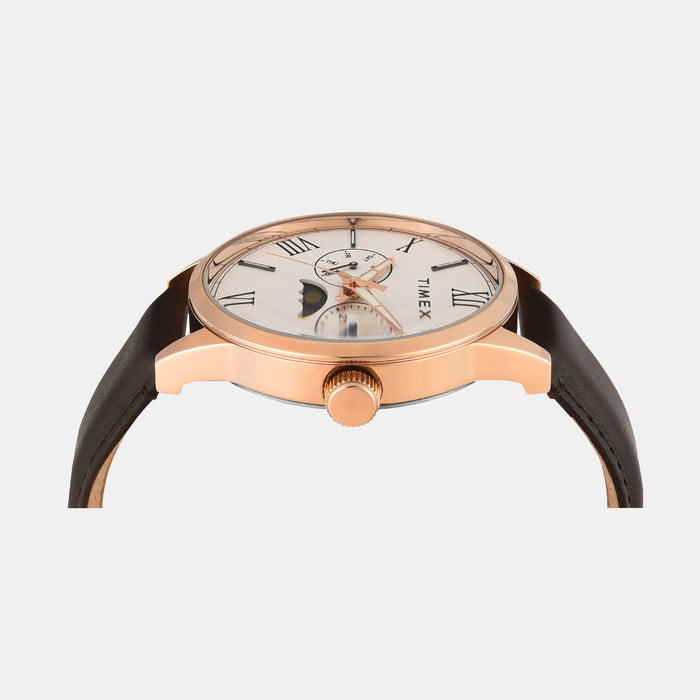 Trendline Men Quartz White Dial Multi-Function Leather Watch TWEG19943