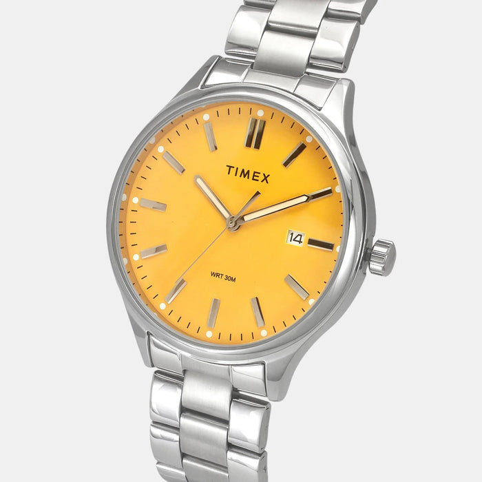 Trendline Men Quartz Yellow Dial Analog Stainless Steel Watch TWEG18428