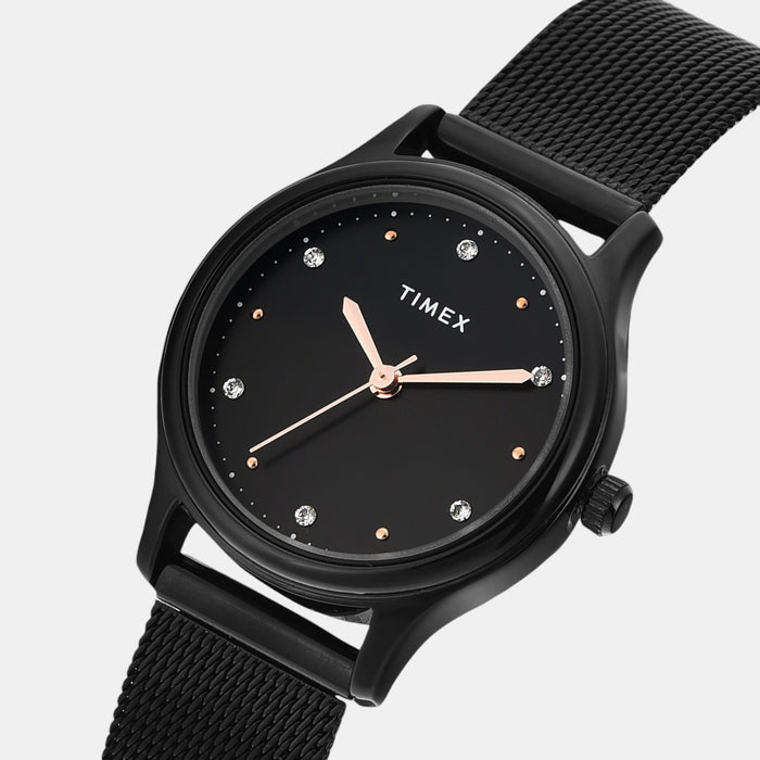 Trendline Women Quartz Black Dial Analog Mesh Watch TW0TL8716