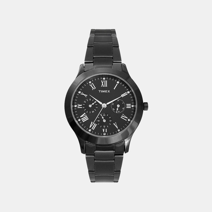 Trendline Women Quartz Black Dial Multi-Function Stainless Steel Watch TW000Q809