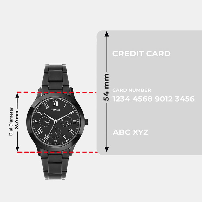 Trendline Women Quartz Black Dial Multi-Function Stainless Steel Watch TW000Q809