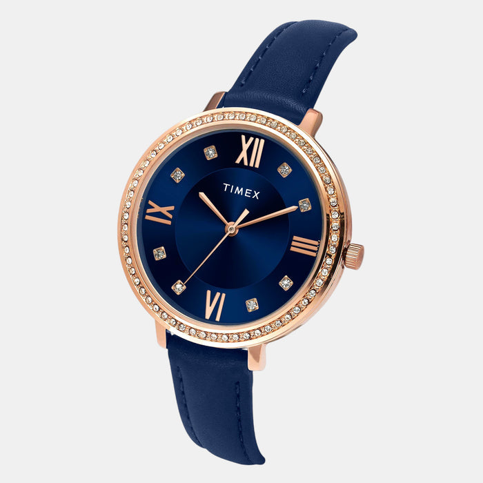 Trendline Women Quartz Blue Dial Analog Leather Watch TWEL14712