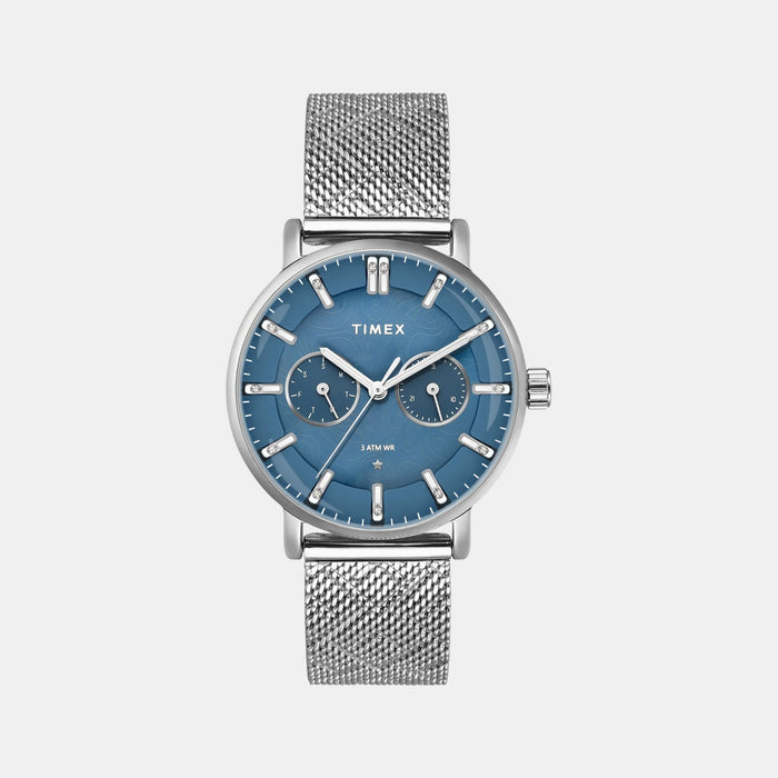 Trendline Women Quartz Blue Dial Multi-Function Mesh Watch TWEL20301