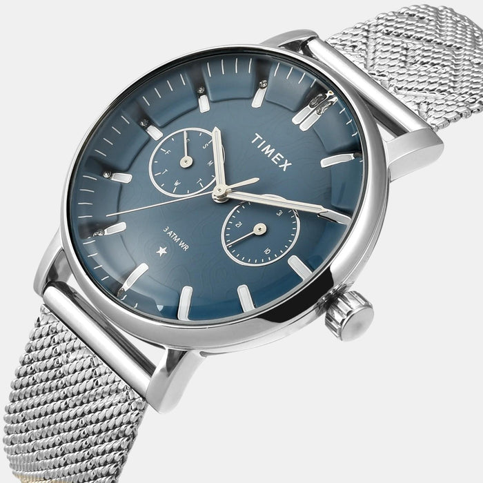 Trendline Women Quartz Blue Dial Multi-Function Mesh Watch TWEL20301