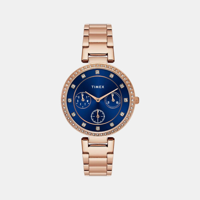 Trendline Women Quartz Blue Dial Multi-Function Stainless Steel Watch TWEL18703