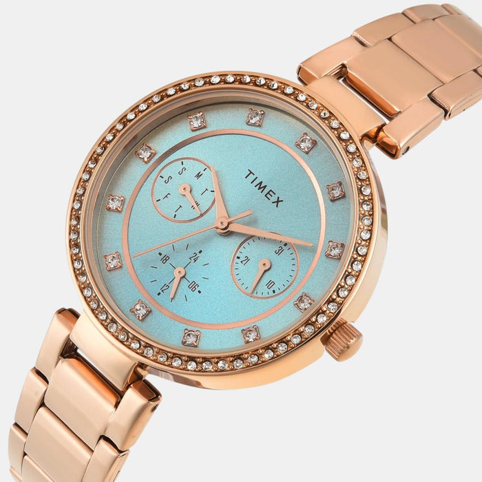 Trendline Women Quartz Blue Dial Multi-Function Stainless Steel Watch TWEL18705