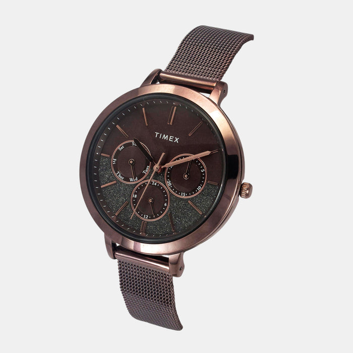 Trendline Women Quartz Brown Dial Multi-Function Stainless Steel Watch TWEL14507