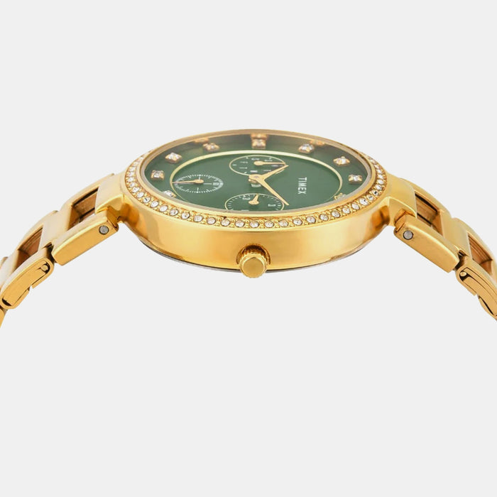 Trendline Women Quartz Green Dial Multi-Function Stainless Steel Watch TWEL18700