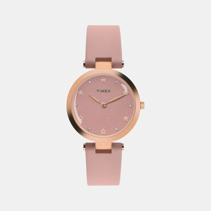Trendline Women Quartz Pink Dial Analog Leather Watch TWEL19204