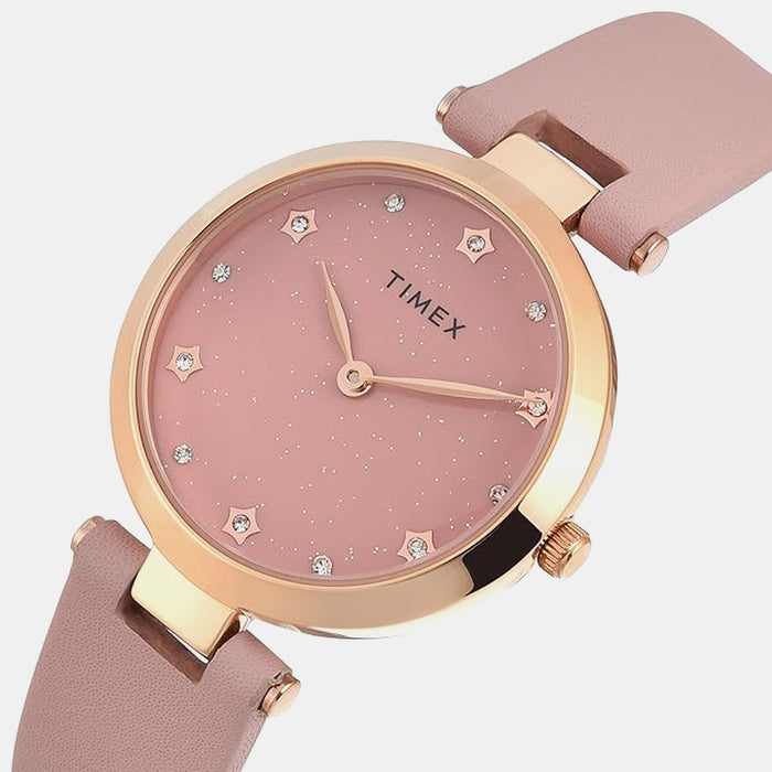 Trendline Women Quartz Pink Dial Analog Leather Watch TWEL19204