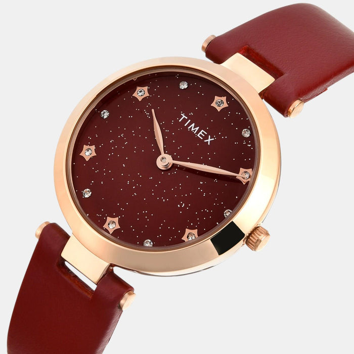 Trendline Women Quartz Red Dial Analog Leather Watch TWEL19205