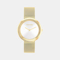 Twisted Bezel Women Quartz Silver Dial Analog Mesh Watch 25200150