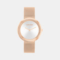 Twisted Bezel Women Quartz Silver Dial Analog Mesh Watch 25200312