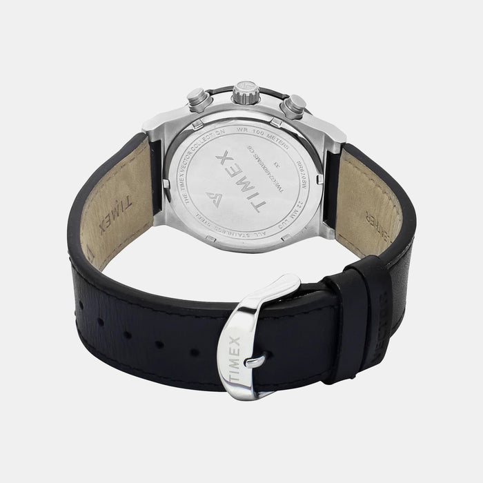 Vector Men Quartz Black Dial Multi-Function Leather Watch TWEG24800