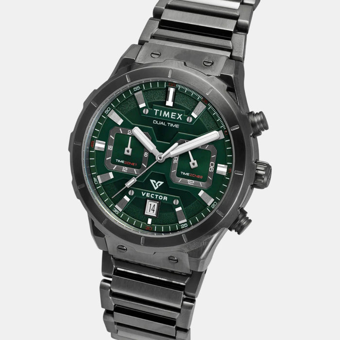 Vector Men Quartz Green Dial Multi-Function Stainless Steel Watch TWEG24802