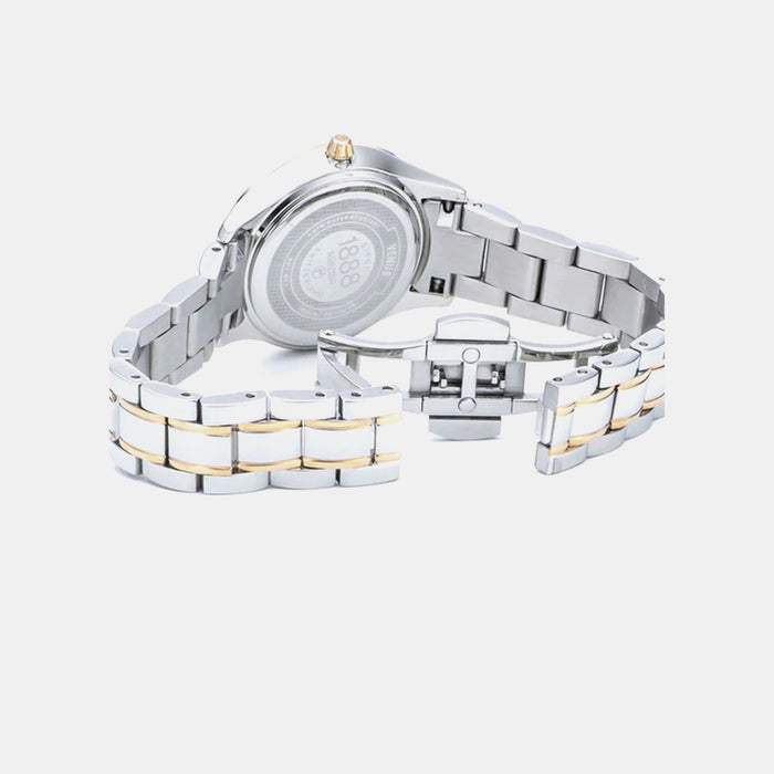 Venus Diamond Women Quartz White Dial Analog Stainless Steel Watch 601857 47 89 20