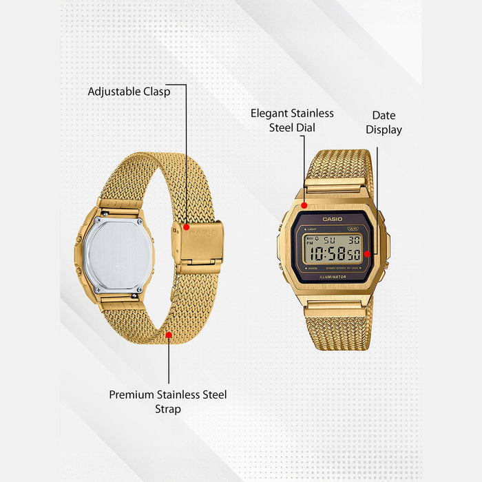 Vintage Unisex Quartz Black Dial Digital Mesh Watch D277