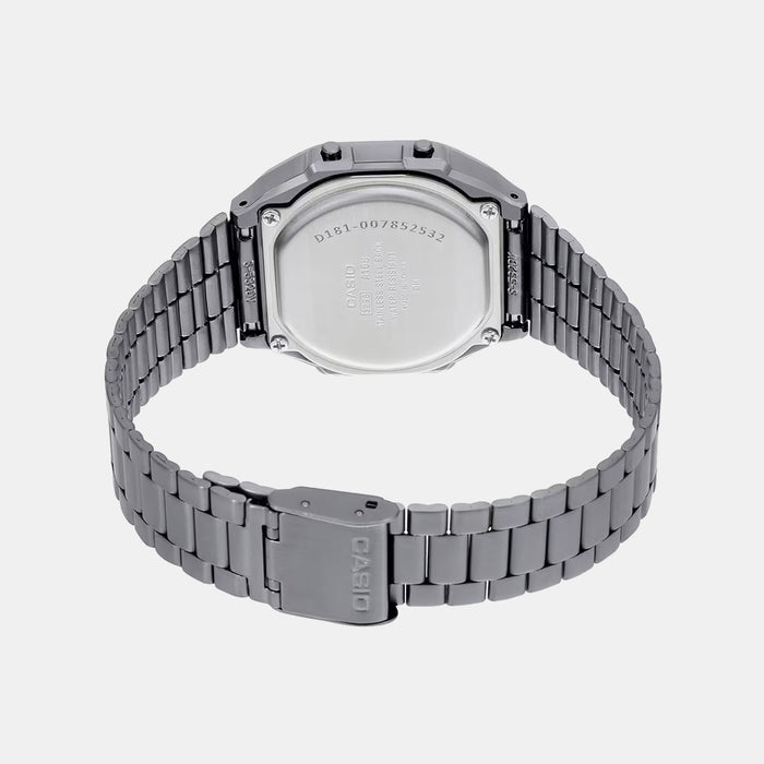 Vintage Unisex Quartz Black Dial Digital Stainless Steel Watch D181