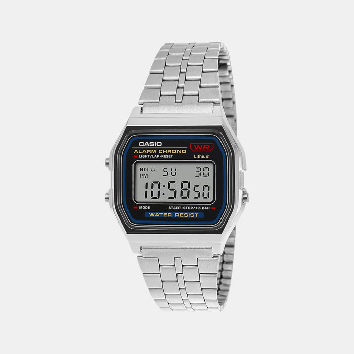 Vintage Unisex Quartz Black Dial Digital Stainless Steel Watch D338