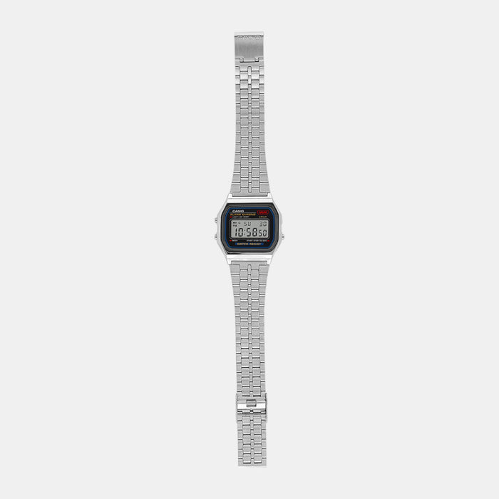 Vintage Unisex Quartz Black Dial Digital Stainless Steel Watch D338
