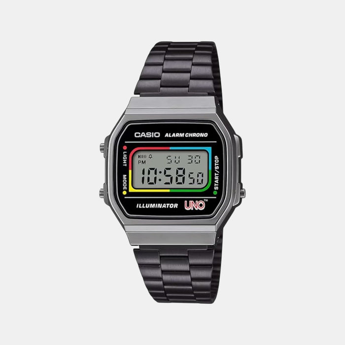 Vintage Unisex Quartz Black Dial Digital Stainless Steel Watch D361