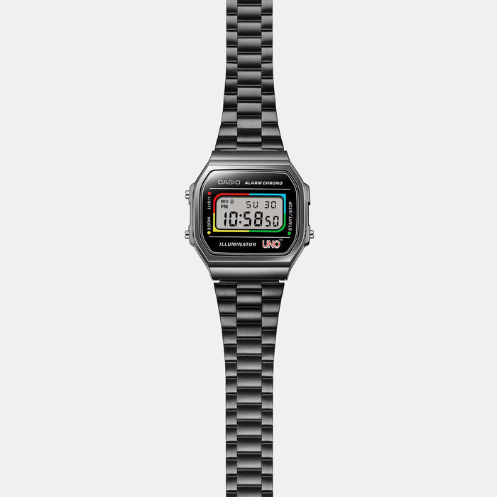 Vintage Unisex Quartz Black Dial Digital Stainless Steel Watch D361
