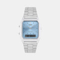 Vintage Unisex Quartz Blue Dial Analog-Digital Stainless Steel Watch AD270