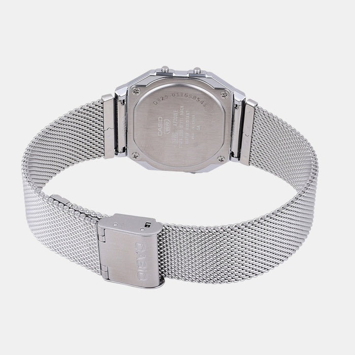 Vintage Unisex Quartz Silver Dial Digital Mesh Watch D329