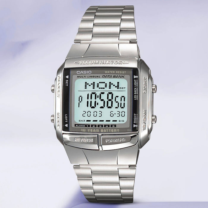 Vintage Unisex Quartz Silver Dial Digital Stainless Steel Watch DB27