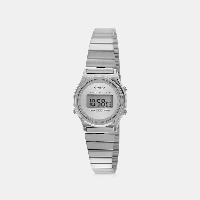 Vintage Women Quartz Silver Dial Digital Stainless Steel Watch A2232