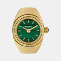 Watch Ring Women Quartz Green Dial Analog Stainless Steel Watch ES5308