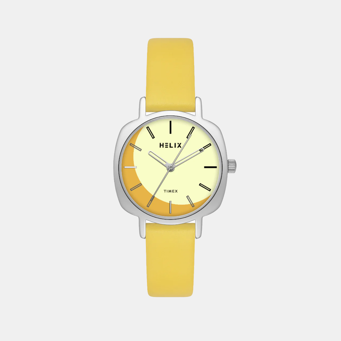 Women Quartz Beige Dial Analog Leather Watch TW057HL00